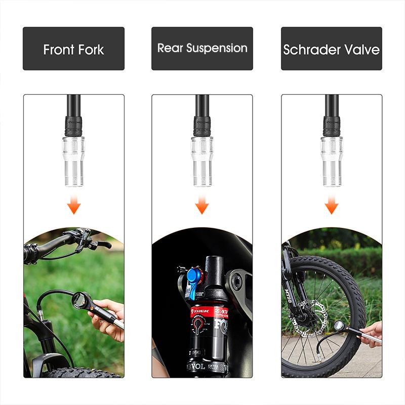 WEST BIKING 320psi High Pressure Bike Air Shock Pump With Digital Gauge For Fork & Rear Suspension Schrader Valve MTB Bicycle