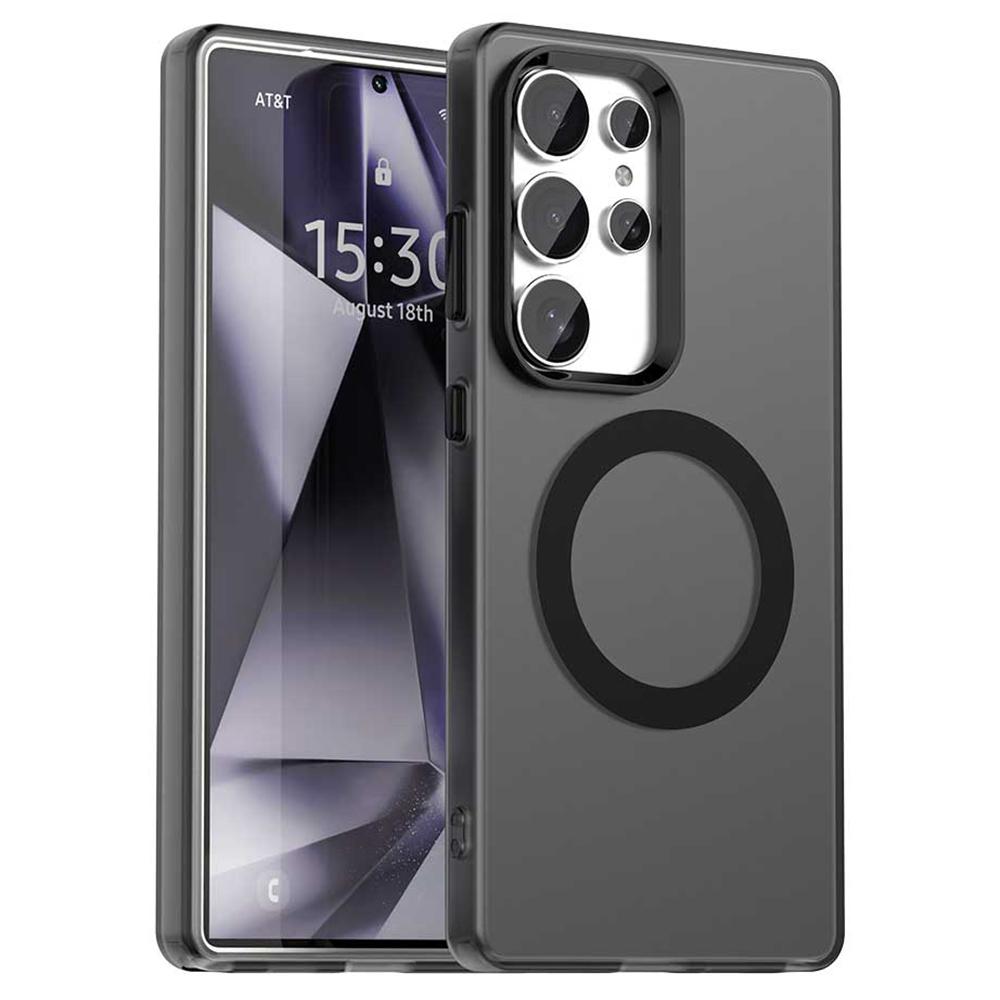 

For Samsung Galaxy S25 Ultra Case Compatible with MagSafe PC+TPU+PET Anti-Drop Phone Cover Black
