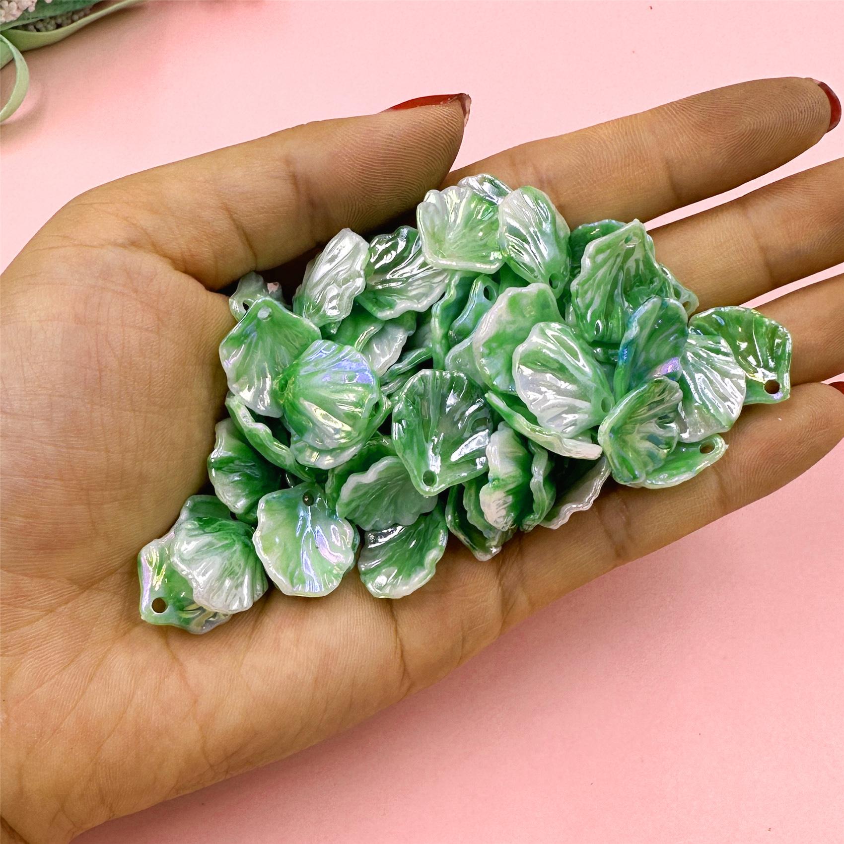 

150 шт. 16*18 мм красочные AB акриловые бусины-лепестки в виде капустных листьев с отверстиями для изготовления ювелирных изделий, модный материал ручной работы