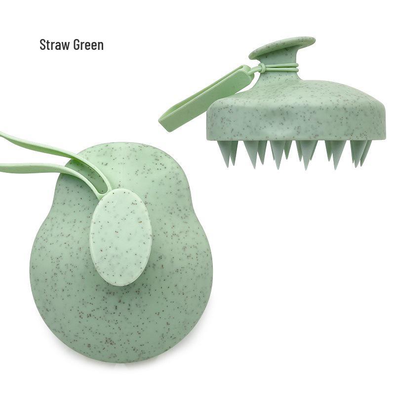 Wheat Straw Morandi Silicone Shampoo Brush, Scalp Massager with Lanyard
