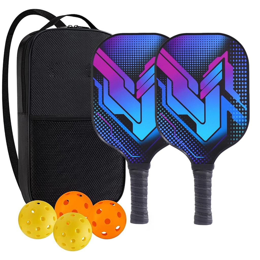 Pickleball-Schläger 2er-Set, Fiberglas-Pickleball-Set mit Pickleball-Schlägern und Tragetasche, Pickleball-Geschenke für Anfänger, Pickleball-Schläger-Set