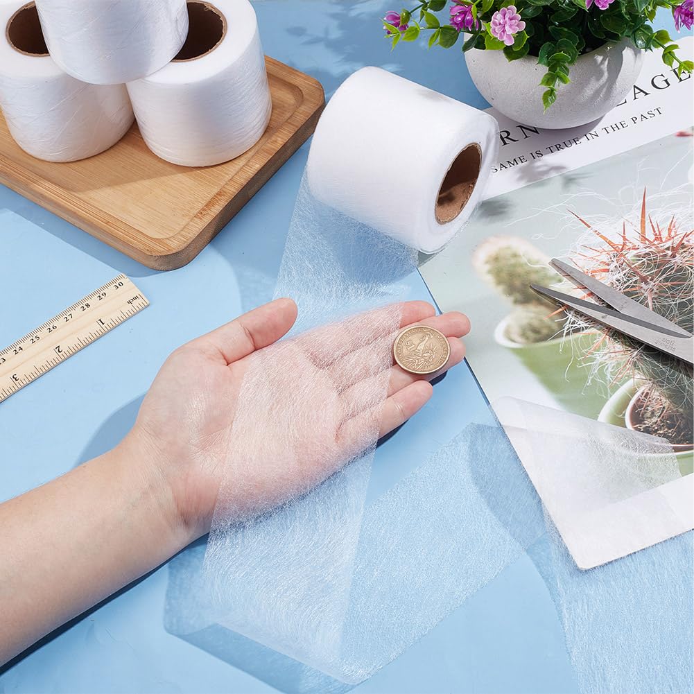 4 Rolls 109.4 Yards Scrap Tape Waste Fabric Scraps Tape 2.56 Inch Fusible Batting Tape Adhesive Hemming Tape White Seam Tape Fusible Sheer Tape for