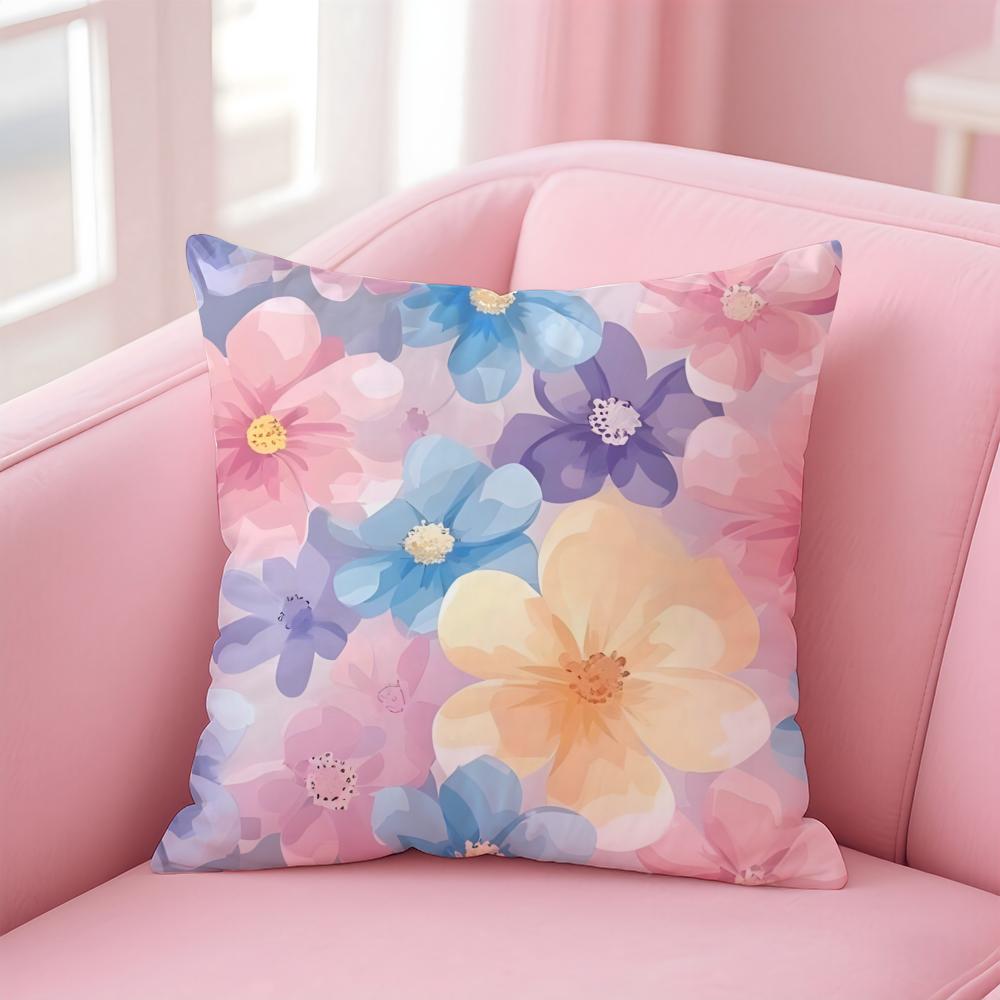 Full Print Floral Print Pattern Cushion Cover Pillow Case Soft Skin Friendly Fabric  Concealed Zipper