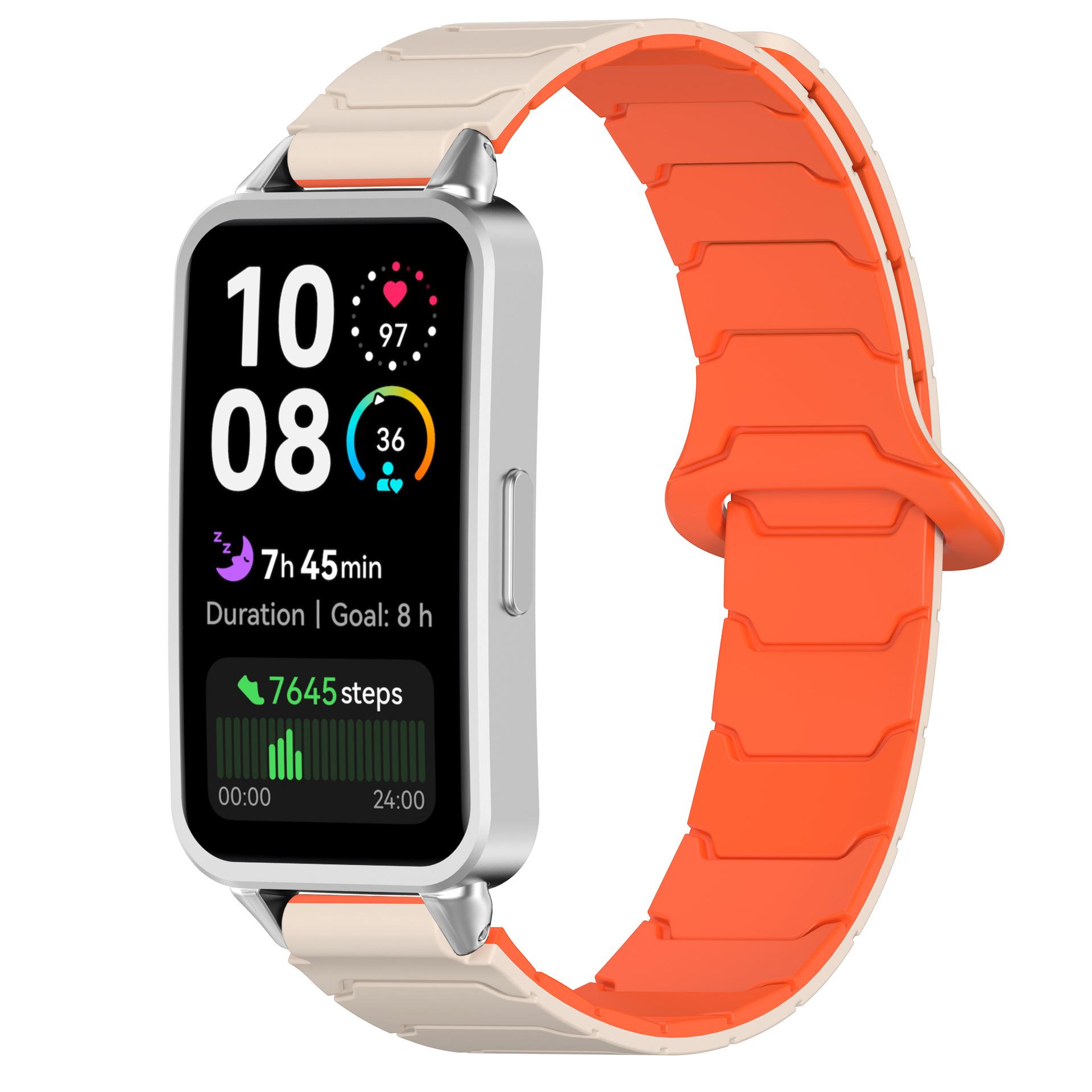 

Магнитный Спортивный Ремешок Для Huawei Watch 10/9/8 Двухцветный Ремешок Для Huawei Band 8/9/10 Умные Часы Женщины Мужчины Силиконовый Браслет for huawei band 9