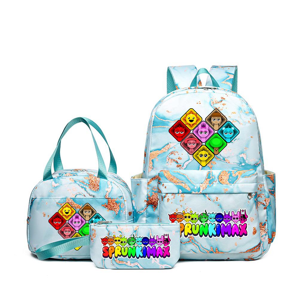 Popular Sprunki Rhythm Box Cartoon Elementary School Bag Children's Backpack Backpack Three-piece Set