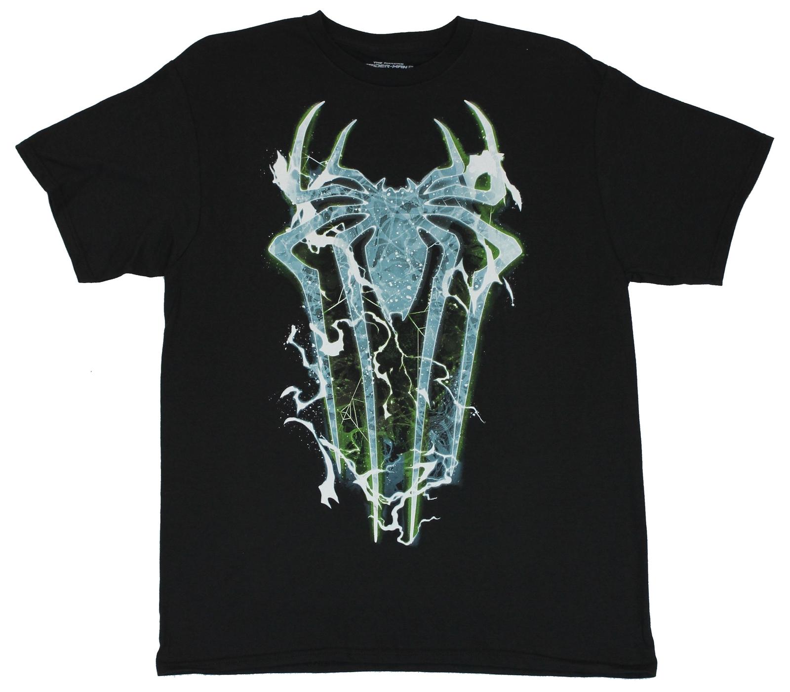 SpiderMan Marvel Comics Mens T-shirt Electrified Blue Movie Spider Symbol XXXL