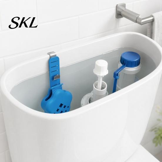 Cleaning Tablet Dispenser for Toilet Tank Holder, Adjustable Hanging Controlled Dispenser, with Rustproof Bleach Storage Basket Hook, Plastic Carrier