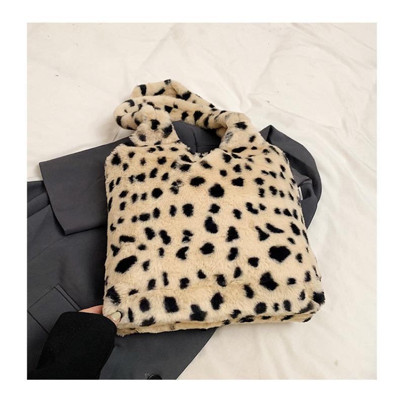 Tooxika Autumn And Winter High-grade Fur Bag Leopard Print Underarm Bag Fashionable Plush Puppy Shoulder Bag
