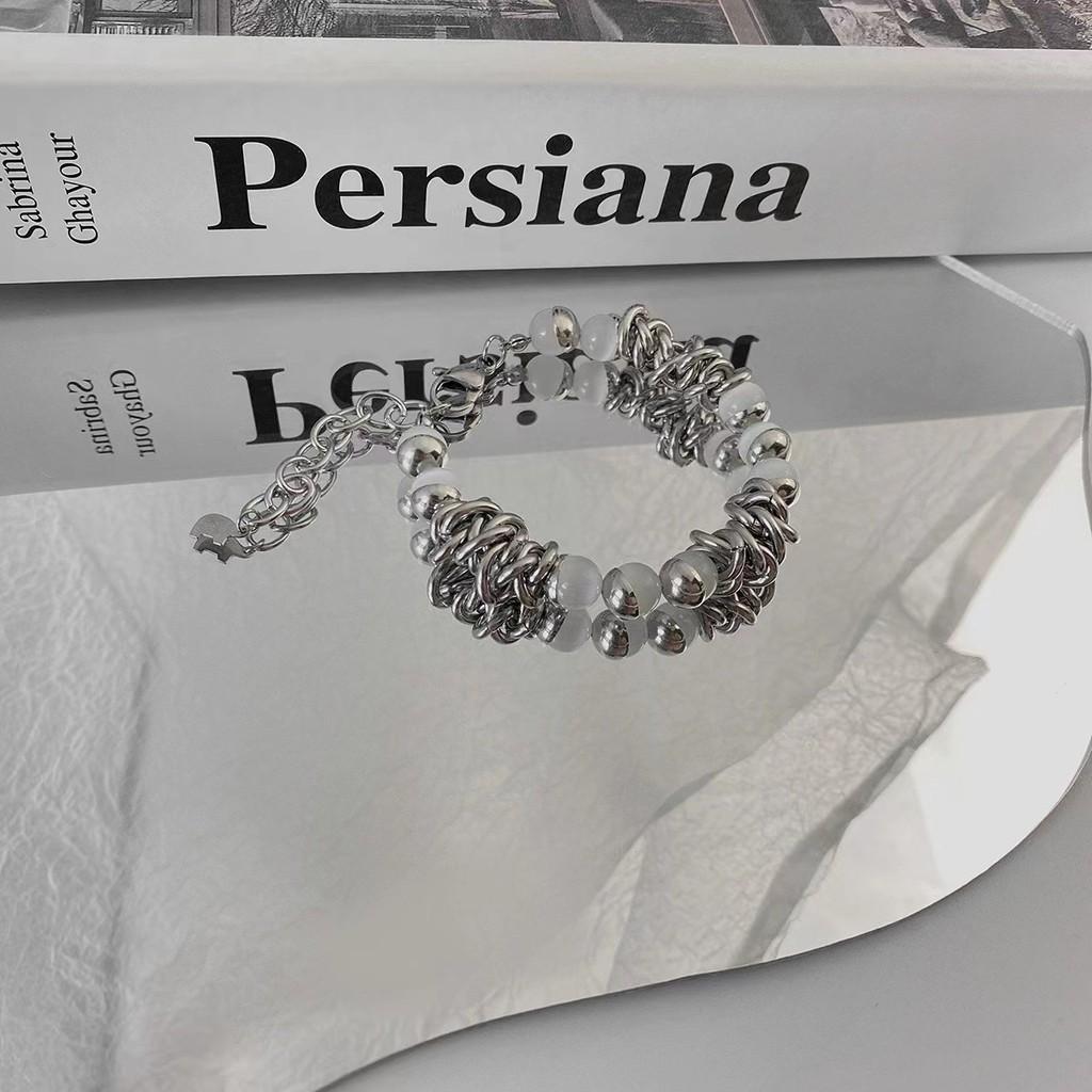 Chic Stylish And Cat Eye Stone Bracelet Titanium Steel Irregular Design Couples For