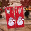 4Pcs Xmas Tableware Covers Christmas Cutlery Holders Fork Spoon Bags Holiday Party Silverware Pouches Festival Dining Table