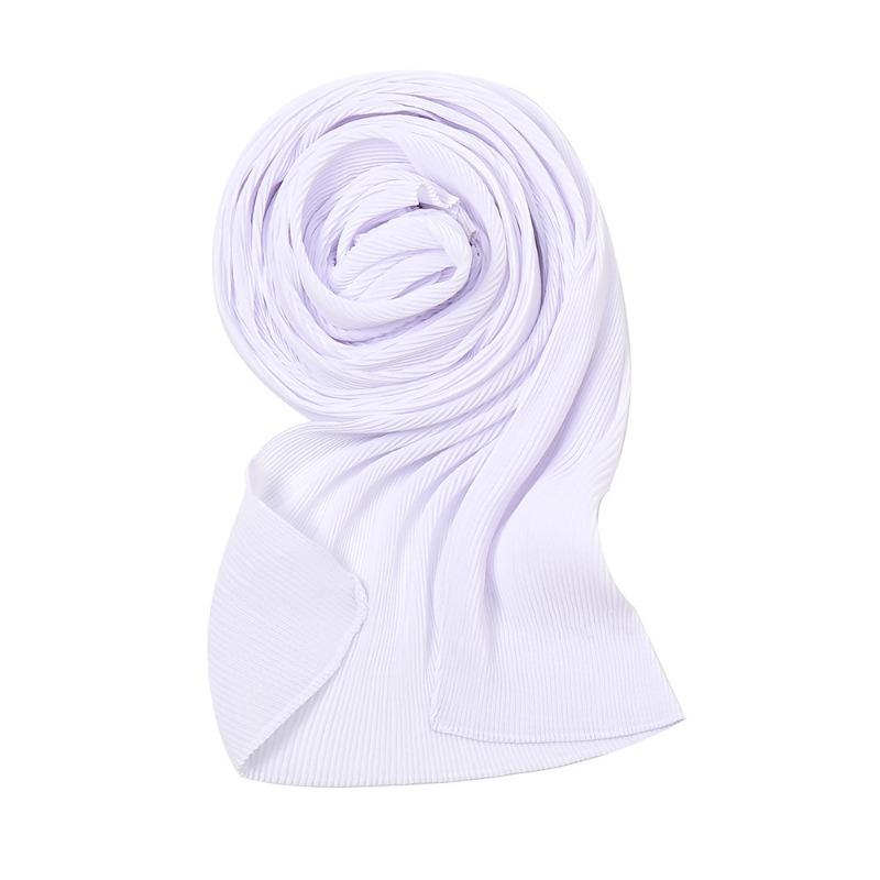 Pearl chiffon pleated monochrome scarf female solid color toothpick crushed headscarf toothpick pleated