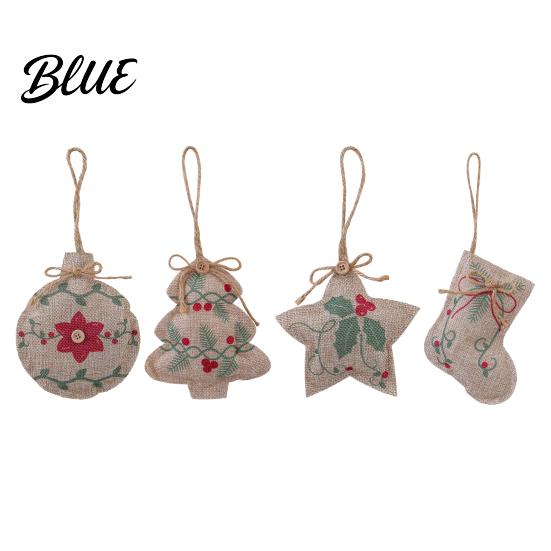Vintage Style Xmas Hanging Decoration Ornaments Rustic Burlap Christmas Tree Decor Linen Fabric Ball Stocking