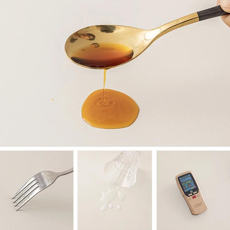 Round Pu Leather Table Cover Solid Color Elastic Tablecloth Waterproof Oilproof Waterproof Dinning Tablecloth Protector Desk Mat