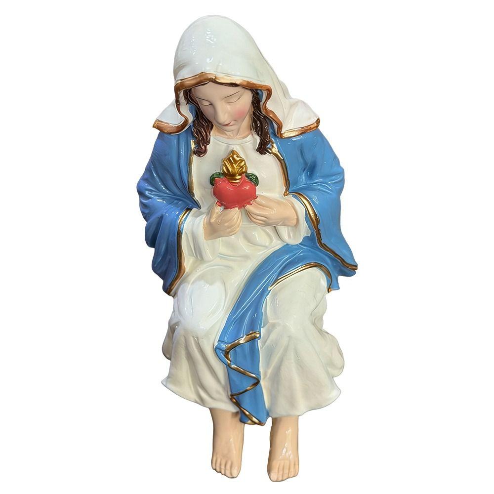 Sitting Design Virgin Mary Statue Resin Material Desk Companion Blessed Mother Mary Virgin Mary Ornament for Car Dashboard