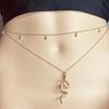 Fashion Ins Cold Wind Personalized Alloy Round Bead Chain Female, Simple Double-layer Snake Pendant Thin Waist Chain