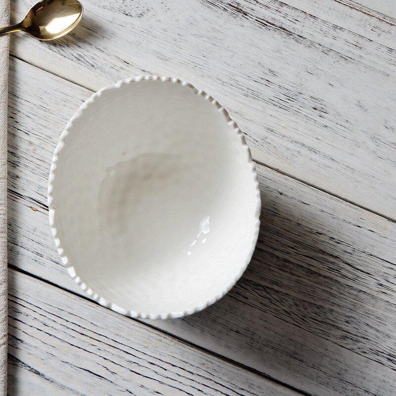 Durian White Creative Ceramic Fruit and Salad Bowl with Underglaze Color