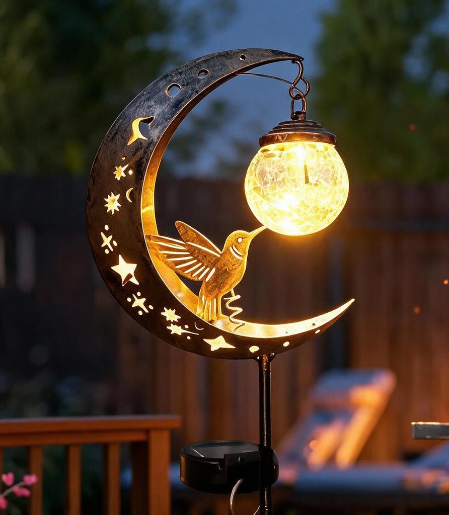 Solar Powered Garden Stake Lights Outdoor Decorative Iron Art Landscape Lamps for Patio Yard Pathway Ambient Lighting