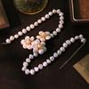 Flower Natural Freshwater Pearl Necklace Handmade Luxury Elegant Necklace for Banquet Wedding Women's Jewelry GN0273