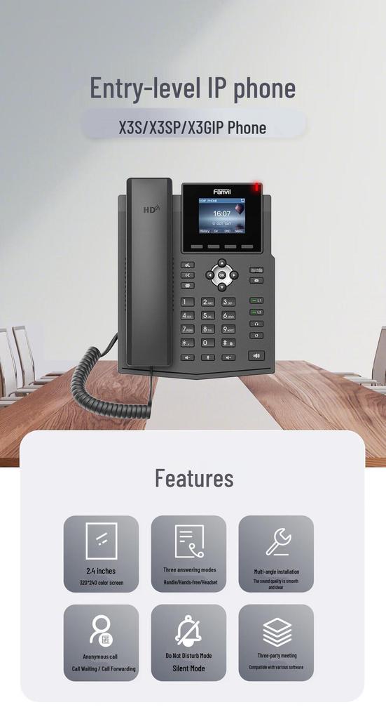Fanvil X3S SIP VoIP IP Desk Phone for Business Offices