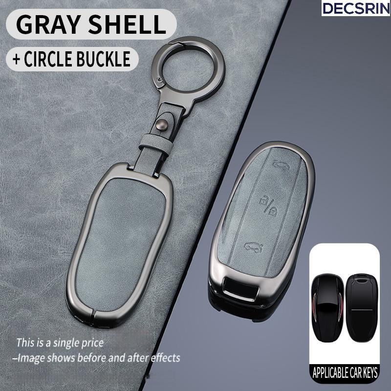 Zinc Alloy+ Leather Car Smart Key Cover Case Shell Fob for Tesla Model 3 Model Y X S Key Shell Bag Holder Protector Accessorie