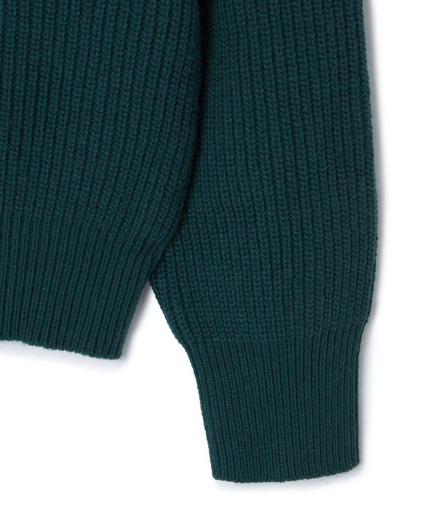 MOONSUN Essential_Unisex Mss Argyle Hole Half Zip Up Knit [Dark Green]