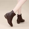 Soft Leather Comfortable Good-looking Short Boots Women's 2025 Autumn and Winter New Flat-bottomed Slope Heel Super Soft Bare Boots Non-slip Po
