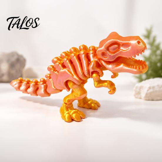 3D Printed Dinosaur Toy Articulated Tyrannosaurus Rex Skeleton Figurine, T-Rex Model with Poseable Action Figure Movable Joints, Dino Educational for