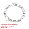 Effie Queen Italy Real 925 Silver Diamond-Cut Figaro Chain Necklace 5mm Wide 40-60cm Long Woman Man Neck Chain Jewelry Gift SC34