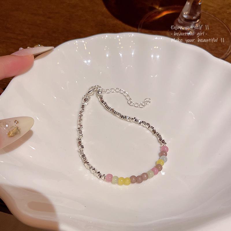 

Роскошный цветной браслет из бисера Dopamine: Высококачественные серебряные женские украшения Flash S611 Thick Silver