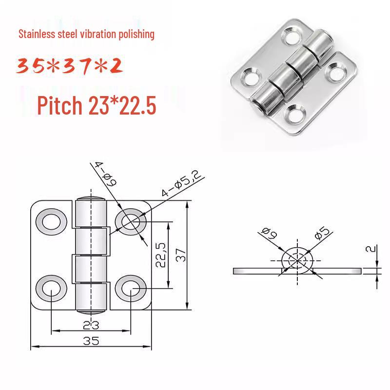 304 Stainless Steel Hinge, 32x50.8x2mm, Hole Spacing 20x30, Model HFL01-50