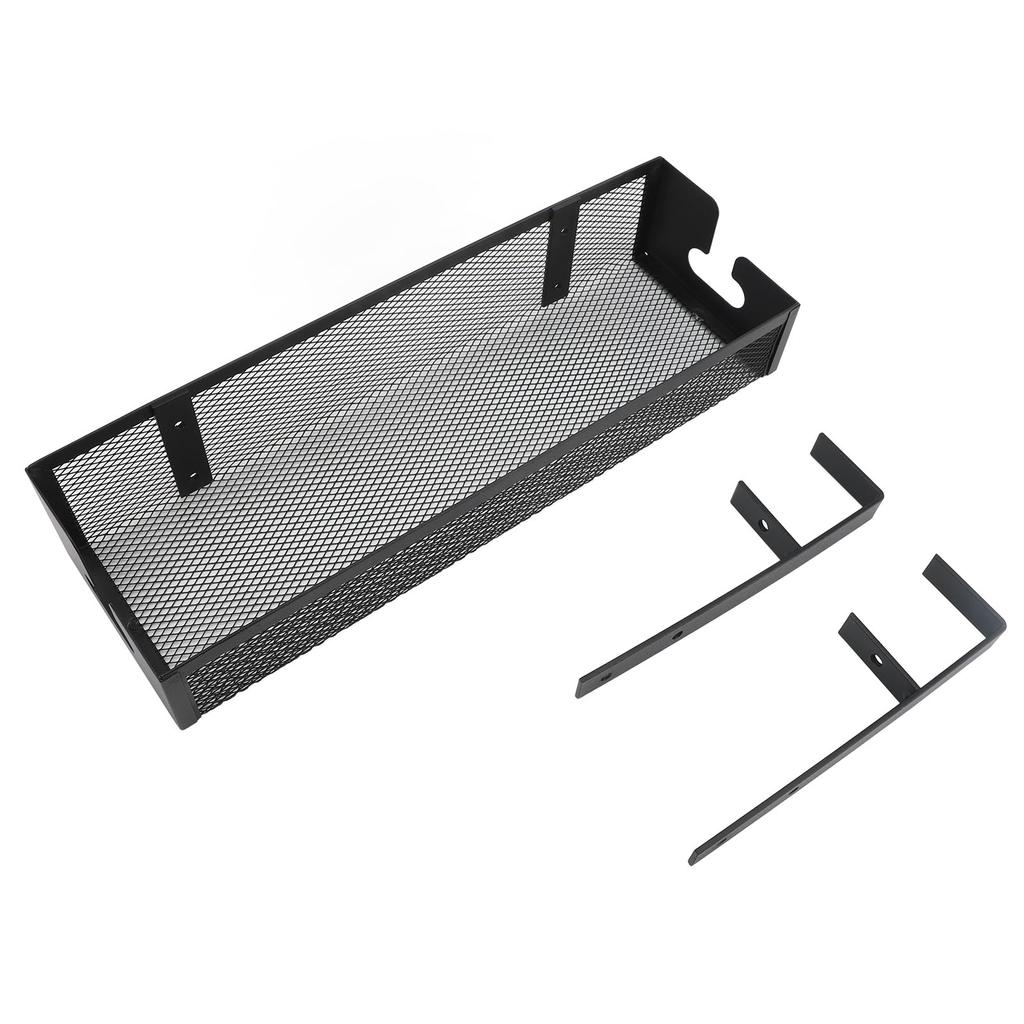 Under Desk Cable Management Tray Carbon Steel Under Desk Storage Basket Cable Organizer with Clamp for Office Home Black