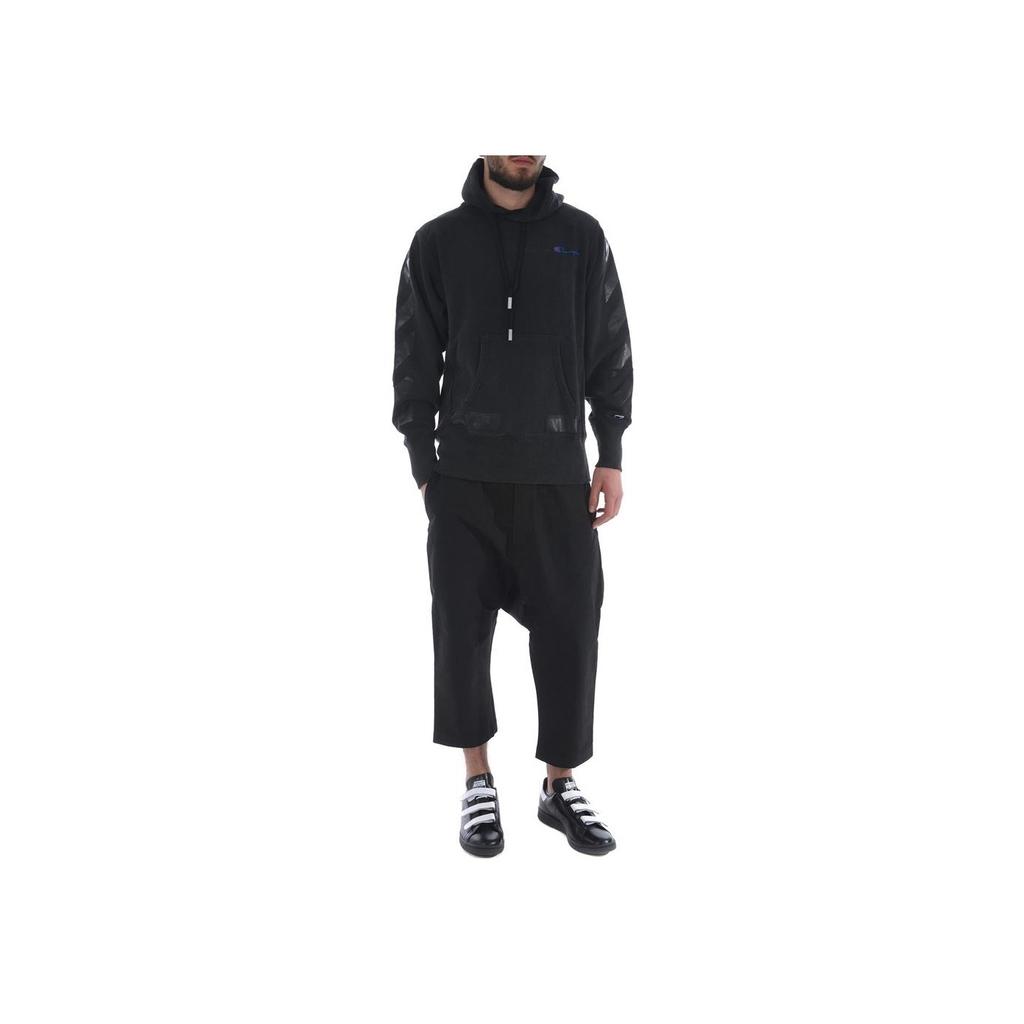 Off-White Twill Hooded Letter Logo Embroidered Long Sleeve Sweatshirt Men Sweatshirt Black OMBB027S18875050-1010