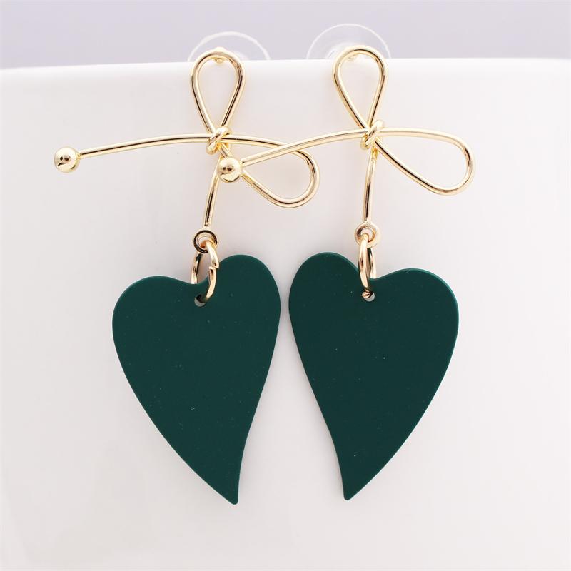 

New Heart Women Dangle Earrings Gold Color Knot Top Hanging Earrings Korean Trendy Ear Zircon aretes de mujer modernos