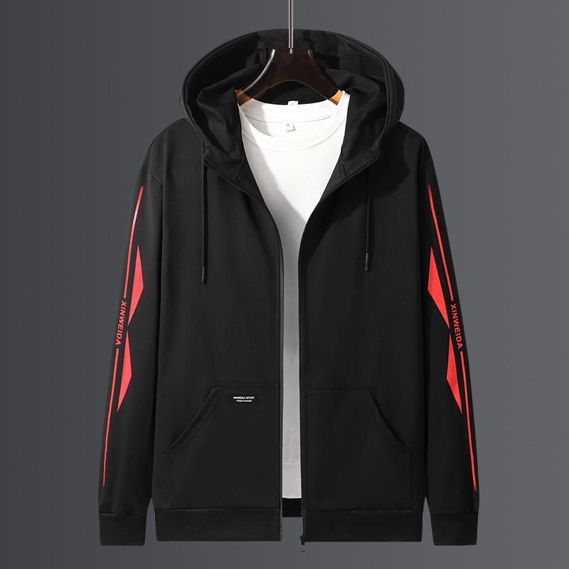 Large Size Sweater Men'S Hooded Men'S Korean Version Slim-Fitting Youth Short-Sleeved Casual Personalized Top Jacket