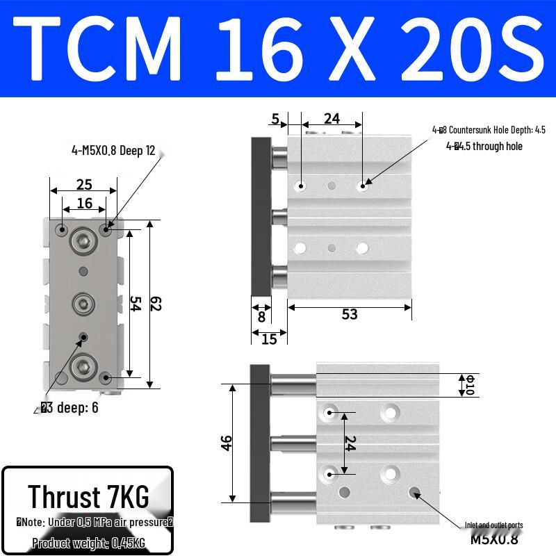 TCM Series Pneumatic Guide Rod Cylinder