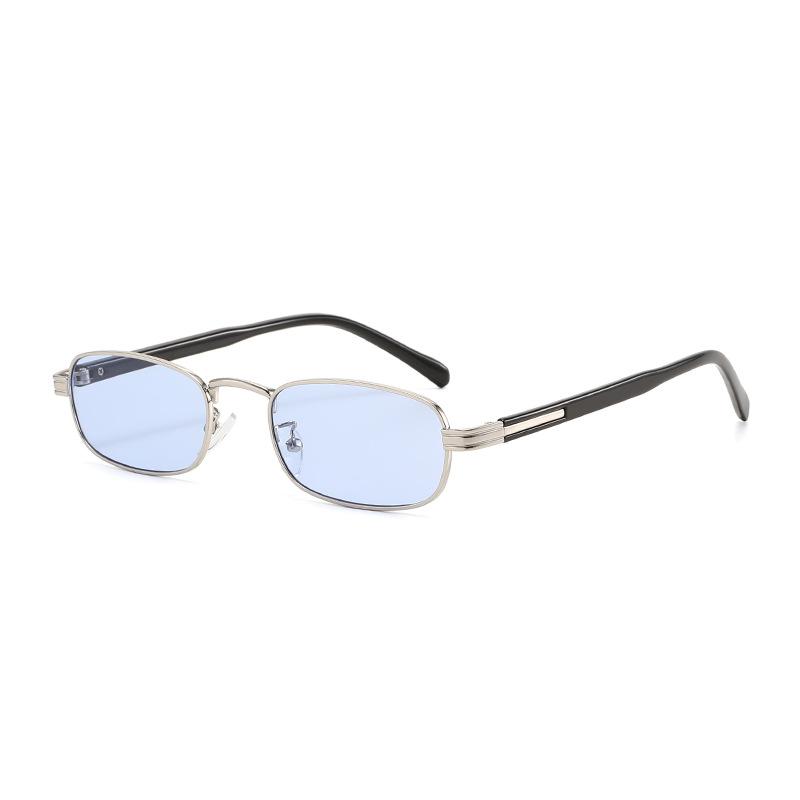 Retro metal narrow frame rectangular sunglasses men's and women's sunglasses trendy street shooting versatile high-end glasses