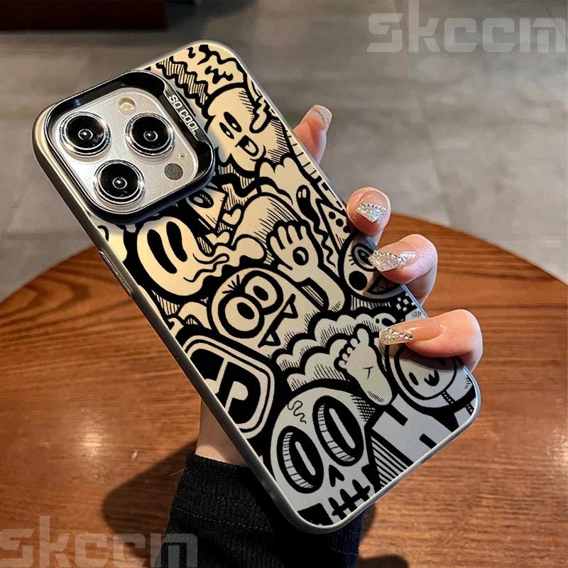 

Черный чехол для телефона TPU с рисунком граффити для iPhone 15 14 Pro Max 13 12 11 XS X XR 7 8 Plus 16, ударопрочный жесткий чехол iPhone 13 Pro