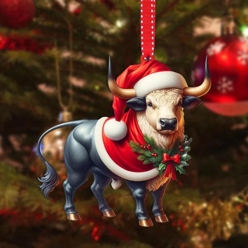 New Acrylic Flat Animal World Christmas Festival Party Pendant for Christmas Tree Decoration Pendant