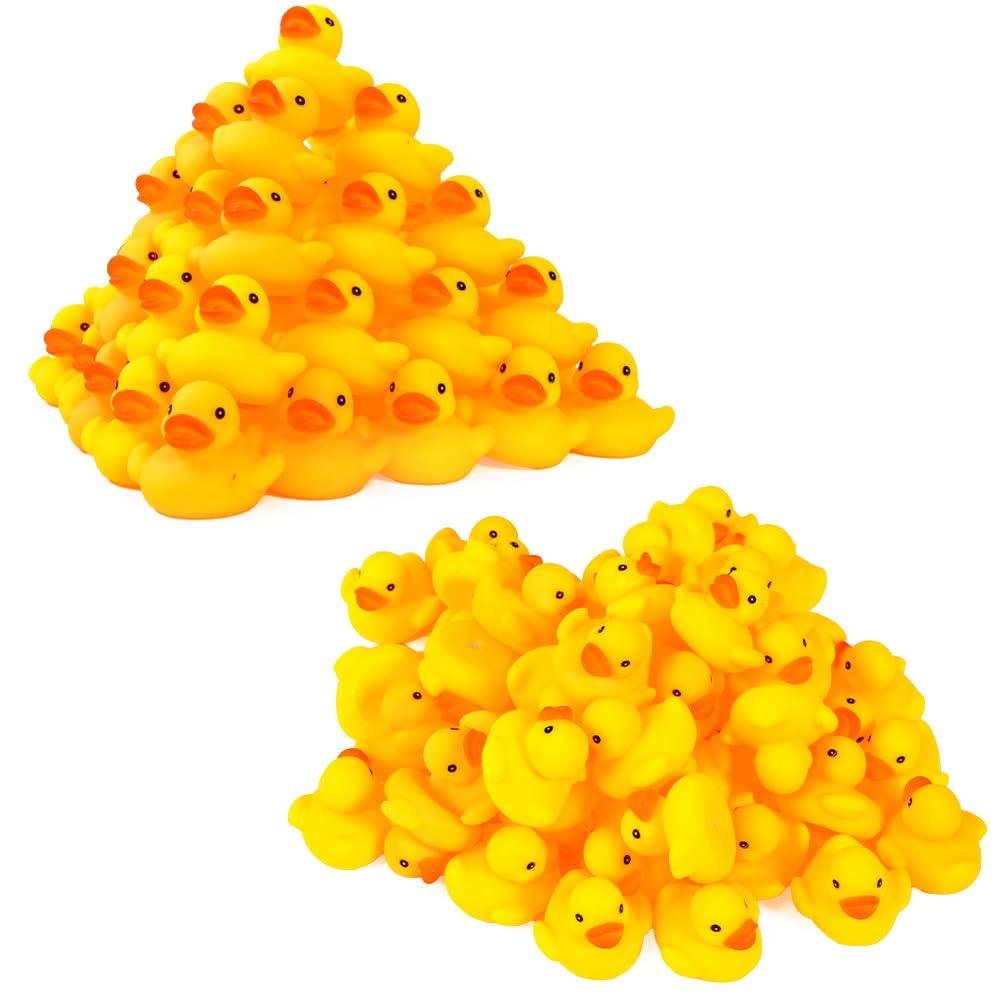 50 Fun Ducks, Perfect for Festivals, Baths, Pools, and More Large Quantity, Yellow, Cute, Fun, Scooping, Festivals, and Water Play Prizes with Whistle