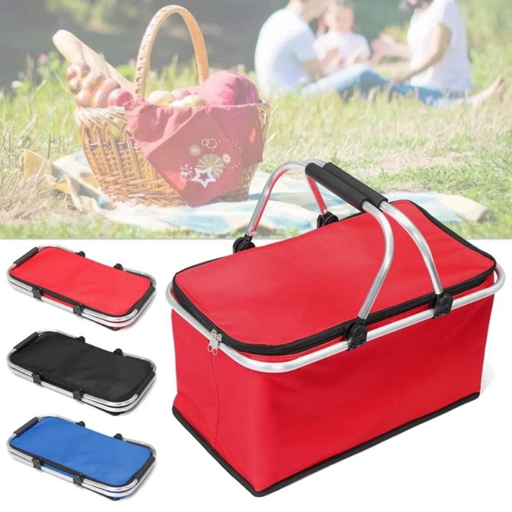 Foldable Picnic Food Bag Large Capacity Insulation Storage Basket Insulated Cooler Bag  Car