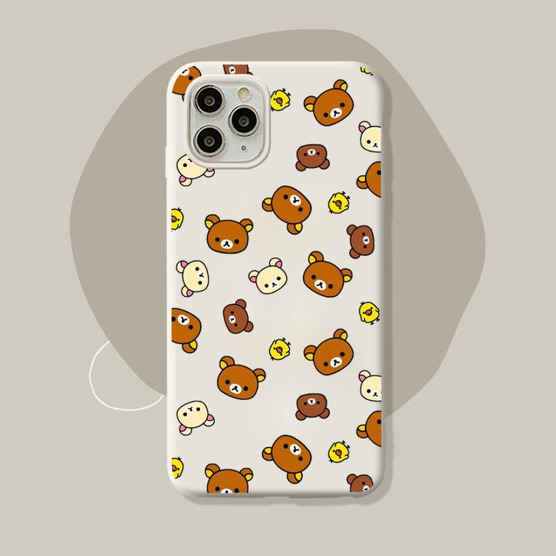 Rilakkuma Kawaii Phone Case for iPhone 11 12 13 Mini Pro Xs Max 8 7 6 6S Plus X XR Solid Candy Color Case