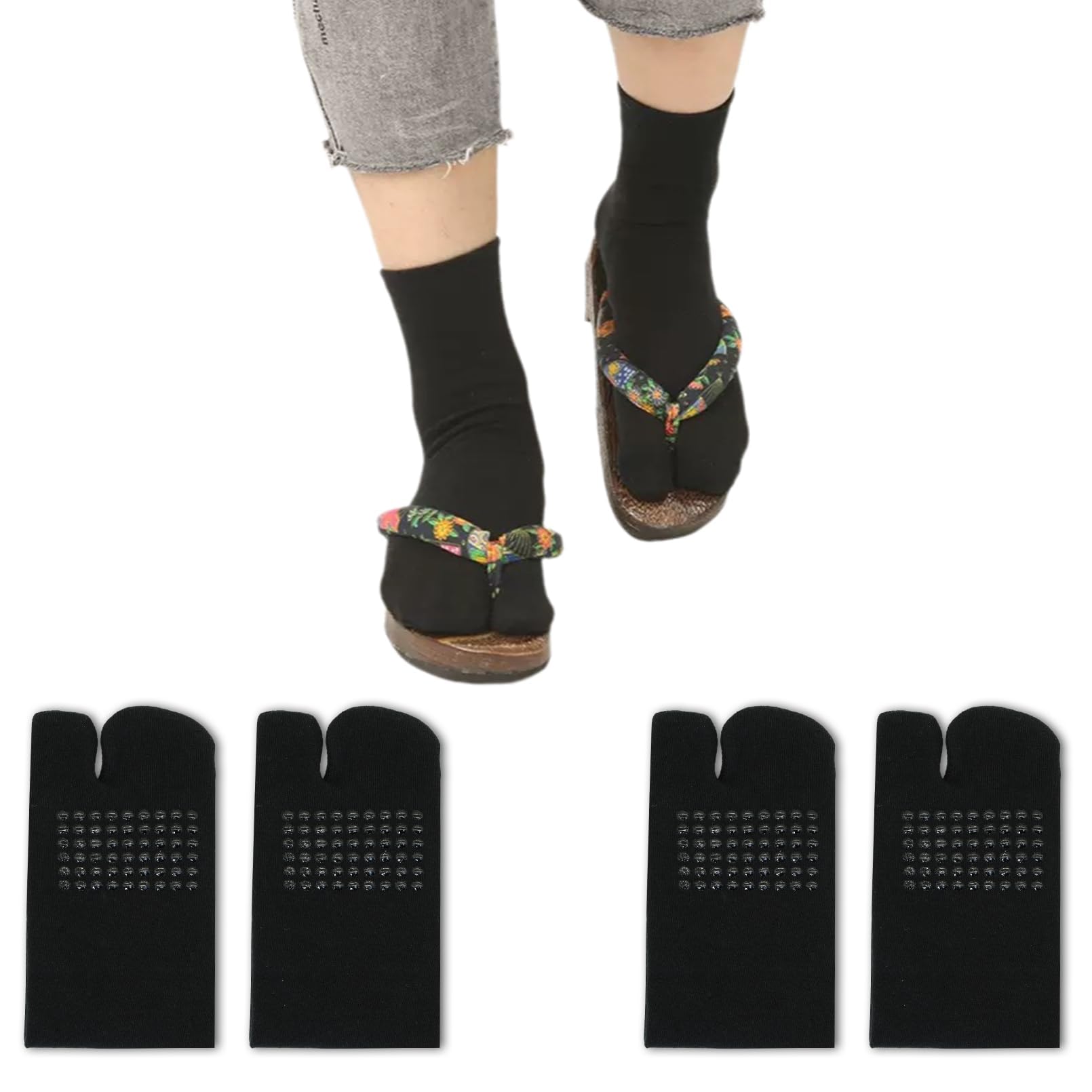 

CICIFAUS Tabi Socks for Men and One Size Fits Everyday Set of 2 Women, Two-Toe, Cotton, Moisture-Wicking, Quick-Drying, Non-Slip, Breathable, Unisex,