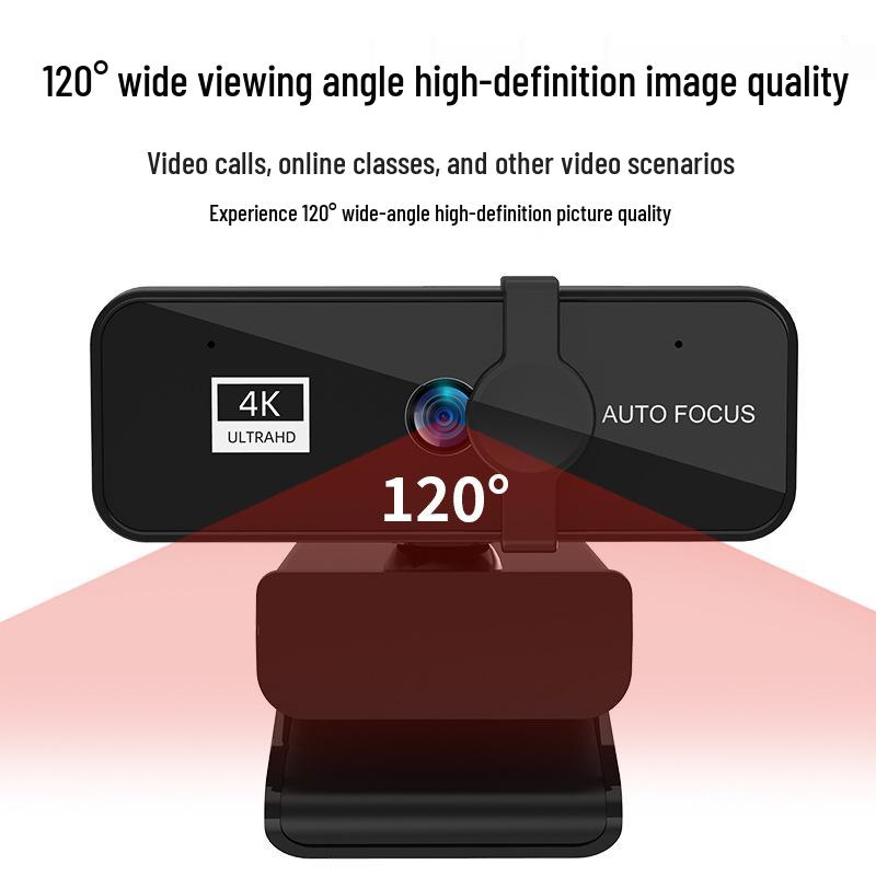 4K USB Webcam with Microphone for Online Classes and Live Streaming (Driver-Free)
