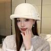 Autumn and Winter Hats Women's Retro Wool Beret British Top Hat Felt Hat Basin Hat Mesh Yarn Dome Elegant Feathers