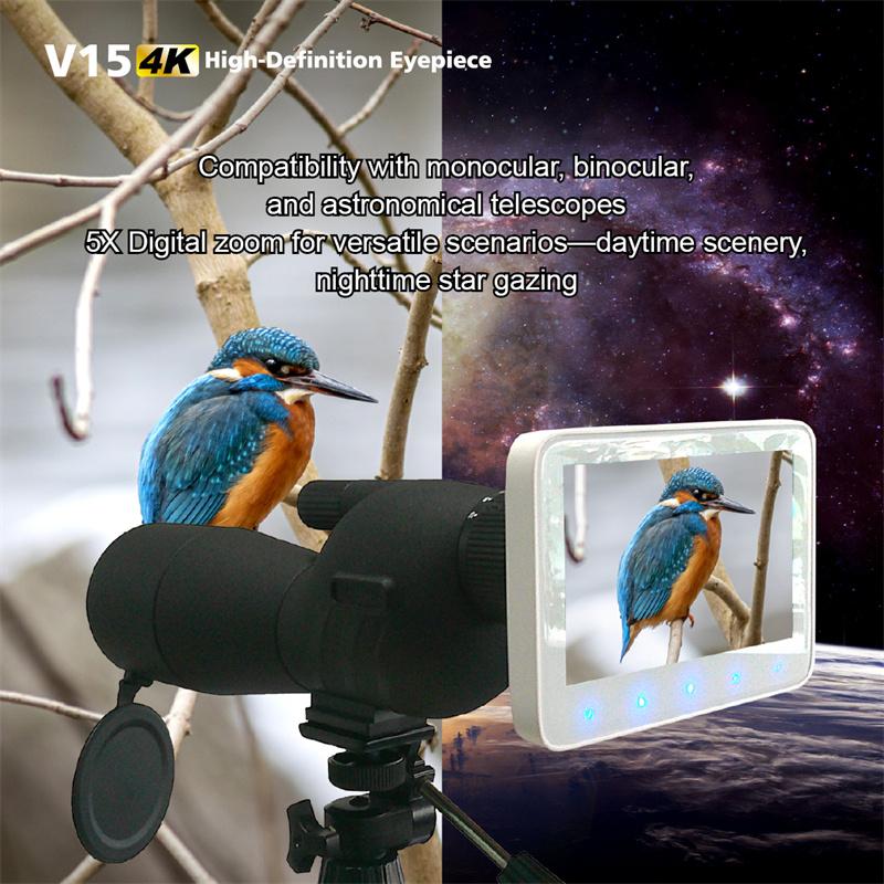 Telescope Electronic Eyepiece 5-Inch Screen 5X Digital Zoom Electronic Eyepiece Recorder For Bird-Watching Lunar Astronomy