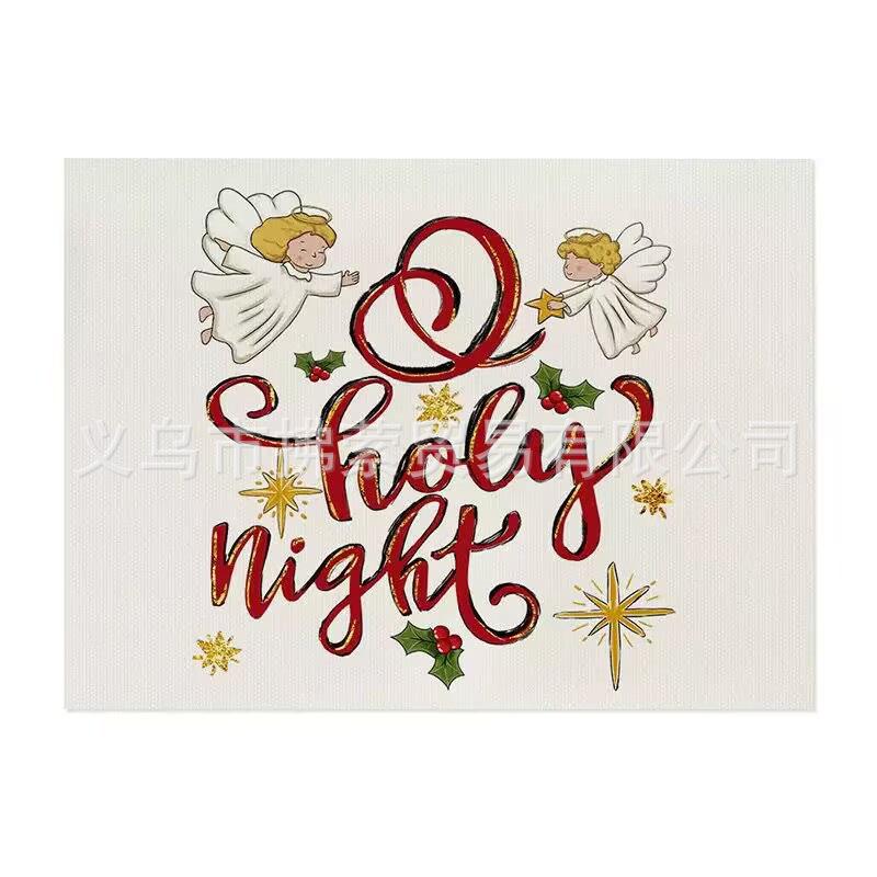 Cross Linen Christmas Placemat - Waterproof, Heat-Insulating Dining Table Decor