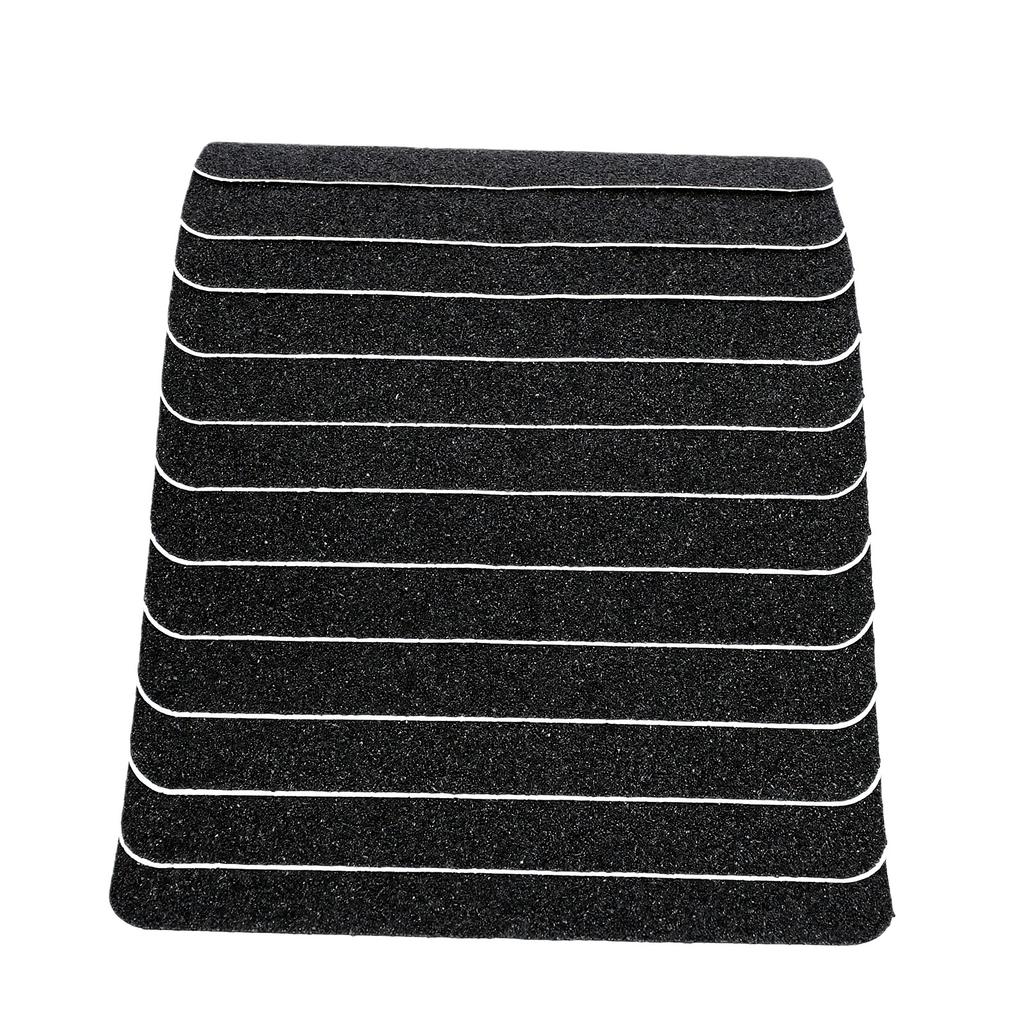 12PCS Stair Anti Slip Tape 15cm X 61cm Pre Cut PVC Non Skid Tread 60 Grit for Concrete Metal Tile Black