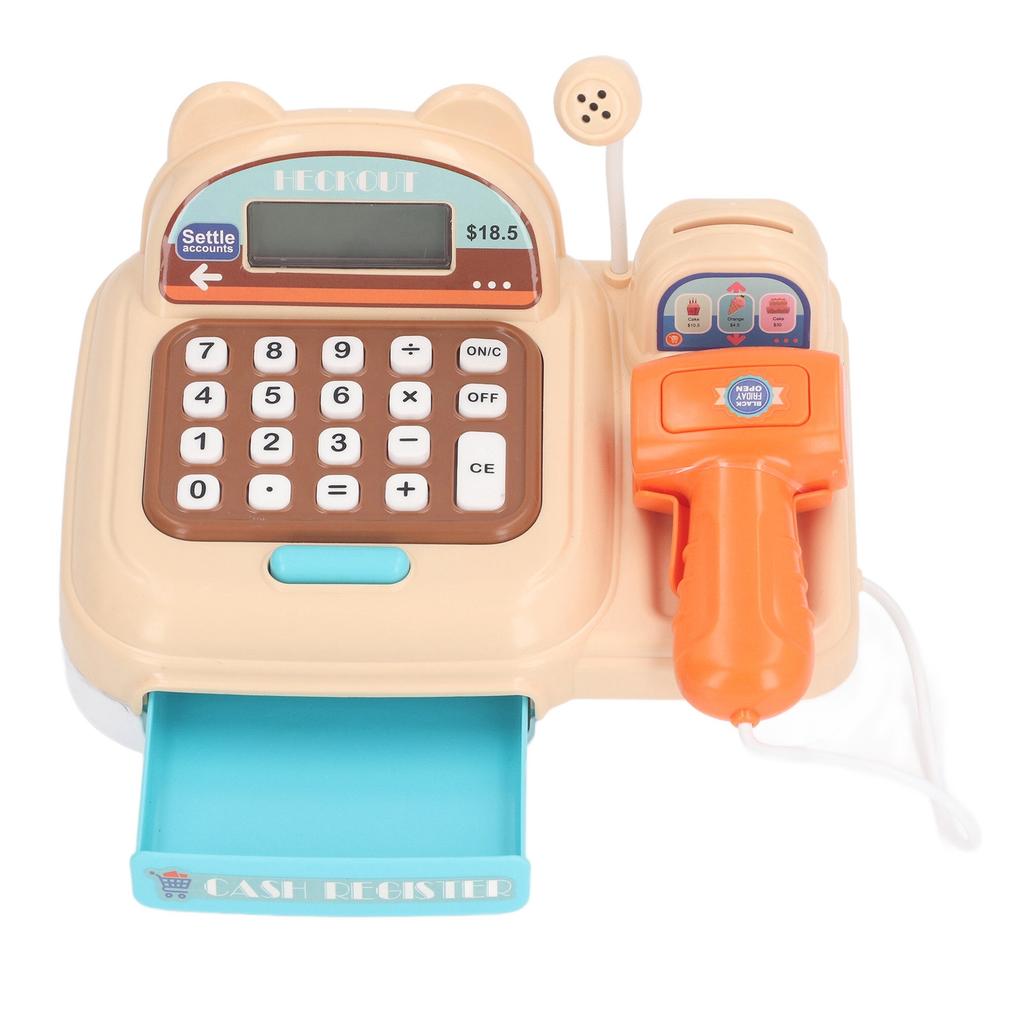 Children Play Cash Register Toy Fun Supermarket Checkout Toy with Microphone Sounds for Boys Girls Toddlers