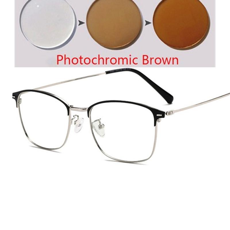 Sun Photochromic Lens Square Nearsighted Glasses Anti Blue Light Computer Prescription Eyeglasses Diopter 0 to 4 0