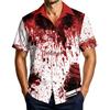 Men's Casual Short Sleeve Halloween Print Button Down Shirt